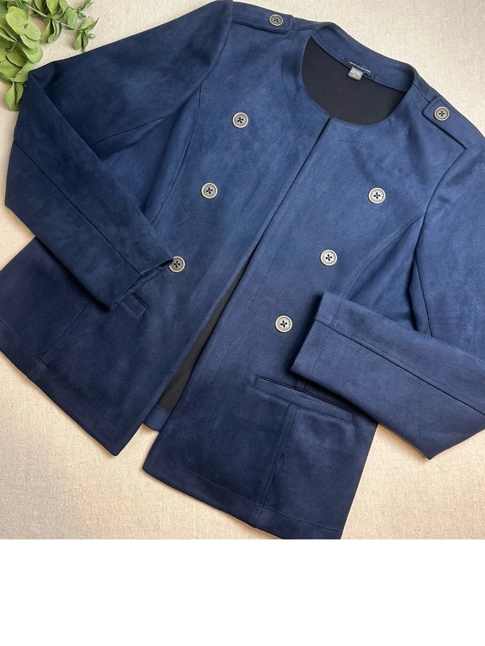 Tommy Hilfiger Faux Suede Band Jacket Scuba Suede Blazer Blue